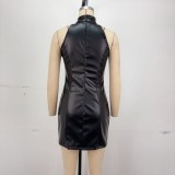 PU Leather Sleeveless Mini Dress GPBY-17175