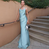Solid Color Halterneck Backless Maxi Dress GAXB-G1037DS