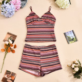 Color Block Camisole Vest Short Two Piece Set GNZD-51849SBD
