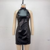 PU Leather Sleeveless Mini Dress GPBY-17175
