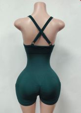 Pre Order: About 7 work days shipping Sleeveless Solid Color Romper YUEM-300810
