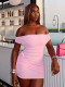 Solid Color Mesh One Shoulder Mini Dress JHYB-D4B18155F