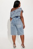 One Shoulder Sleeveless Denim Romper LX-6063