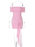Solid Color Mesh One Shoulder Mini Dress JHYB-D4B18155F