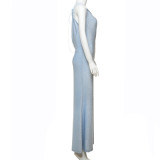 Slant Neck Tie Up Backless Long Dress GAXB-G1081DS