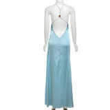 Solid Color Halterneck Backless Maxi Dress GAXB-G1037DS