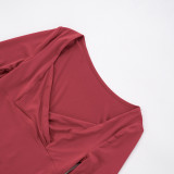 Solid Color Square Neck Long Sleeve Tops GDSF-D25TP270