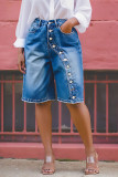 Plus Sizse Multi-button Loose Denim Fifth Pants GYLN-8606