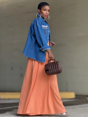 Plus Size Loose Long Sleeve Denim Jackets GYLN-0539