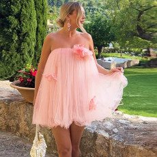 Solid Color Tulle Puffy Princess Dress XEF-K25D75694