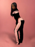 Color Block Patchwork Long Sleeve Pants Three Piece Set CH-25037