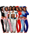 Color Block Patchwork Long Sleeve Pants Three Piece Set CH-25037