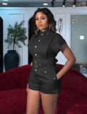 Plus Size Loose Sleeveless Solid Romper NY-3631