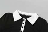 Short Sleeve Lapel Tops Two Piece Shorts Set XEF-K25S76765
