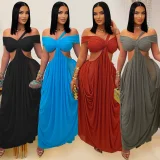 Sexy One Shoulder See Through Mesh Maxi Dress BY-7430