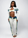 Color Block Patchwork Long Sleeve Pants Three Piece Set CH-25037