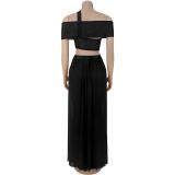 Sexy One Shoulder See Through Mesh Maxi Dress BY-7430