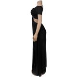 Sexy One Shoulder See Through Mesh Maxi Dress BY-7430