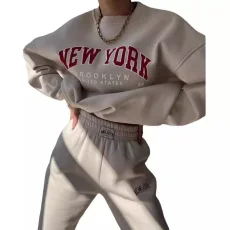 Long Sleeve Letter Print Sweatshirt Two Piece Pant Set GYSL-512