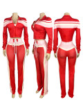 Color Block Patchwork Long Sleeve Pants Three Piece Set CH-25037
