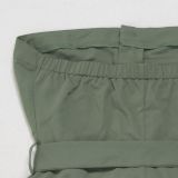 Solid Color Wrap Chest Zipper Jumpsuit NY-3629