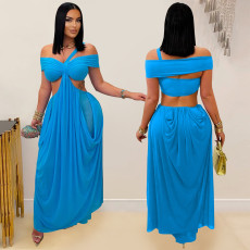 Sexy One Shoulder See Through Mesh Maxi Dress BY-7430