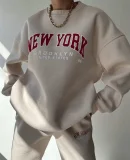 Long Sleeve Letter Print Sweatshirt Two Piece Pant Set GYSL-512