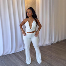 Hollow Out Halterneck Tie Up Jumpsuit NY-3675