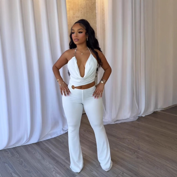 Hollow Out Halterneck Tie Up Jumpsuit NY-3675