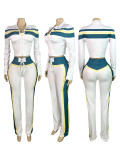 Color Block Patchwork Long Sleeve Pants Three Piece Set CH-25037