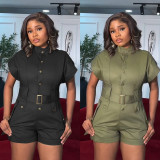 Plus Size Loose Sleeveless Solid Romper NY-3631
