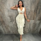 Solid Color Hollow Out Ruffles Midi Dress CYA-901909
