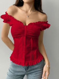 Solid Color Short Sleeve Slim Tops GZYU-K2512102-V