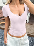 Short Sleeve Square Neck T Shirt GZYU-D2522011-V