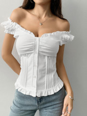 Solid Color Short Sleeve Slim Tops GZYU-K2512102-V