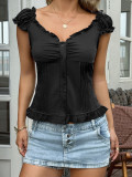 Solid Color Short Sleeve Slim Tops GZYU-K2512102-V