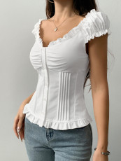 Solid Color Short Sleeve Slim Tops GZYU-K2512102-V