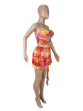 Sexy Print Wrap Chest And Skirts 2 Piece Set SHD-9766