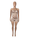 Leopard Print Wrap Chest Tops And Shorts Suit SHD-9533