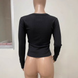 Long Sleeve Solid Color Bandage Top LSD-2474