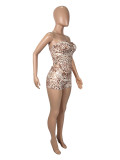 Leopard Print Wrap Chest Tops And Shorts Suit SHD-9533