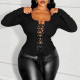 Long Sleeve Solid Color Bandage Top LSD-2474