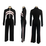 Contrast Color Patchwork Sport Pants Suit SFY-554-1