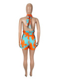 Leopard Print Irregular Vest Two Piece Shorts Set SHD-9534