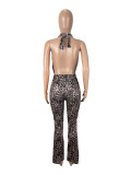 Leopard Print Backless Jumpsuit SHD-9530