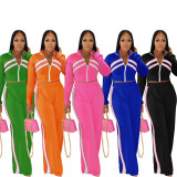 Contrast Color Patchwork Sport Pants Suit SFY-554-1