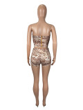 Leopard Print Wrap Chest Tops And Shorts Suit SHD-9533