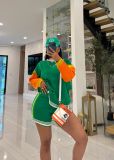 Color Block Long Sleeve Knits Two Piece Shorts Set TR-1337