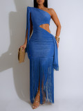 Single Shoulder Sequin Tassel Mini Dress AIL-328