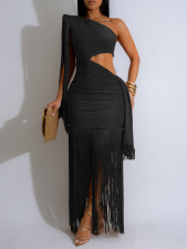 Single Shoulder Sequin Tassel Mini Dress AIL-328